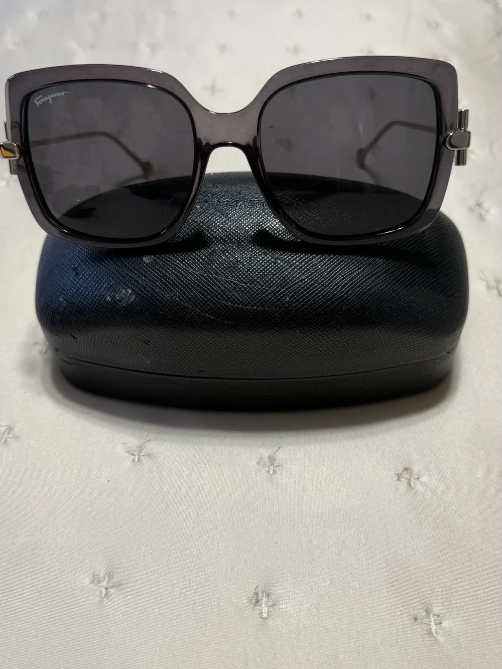 Ferragamo Classic Rectangular Women's Sunglasses in Dark Gray